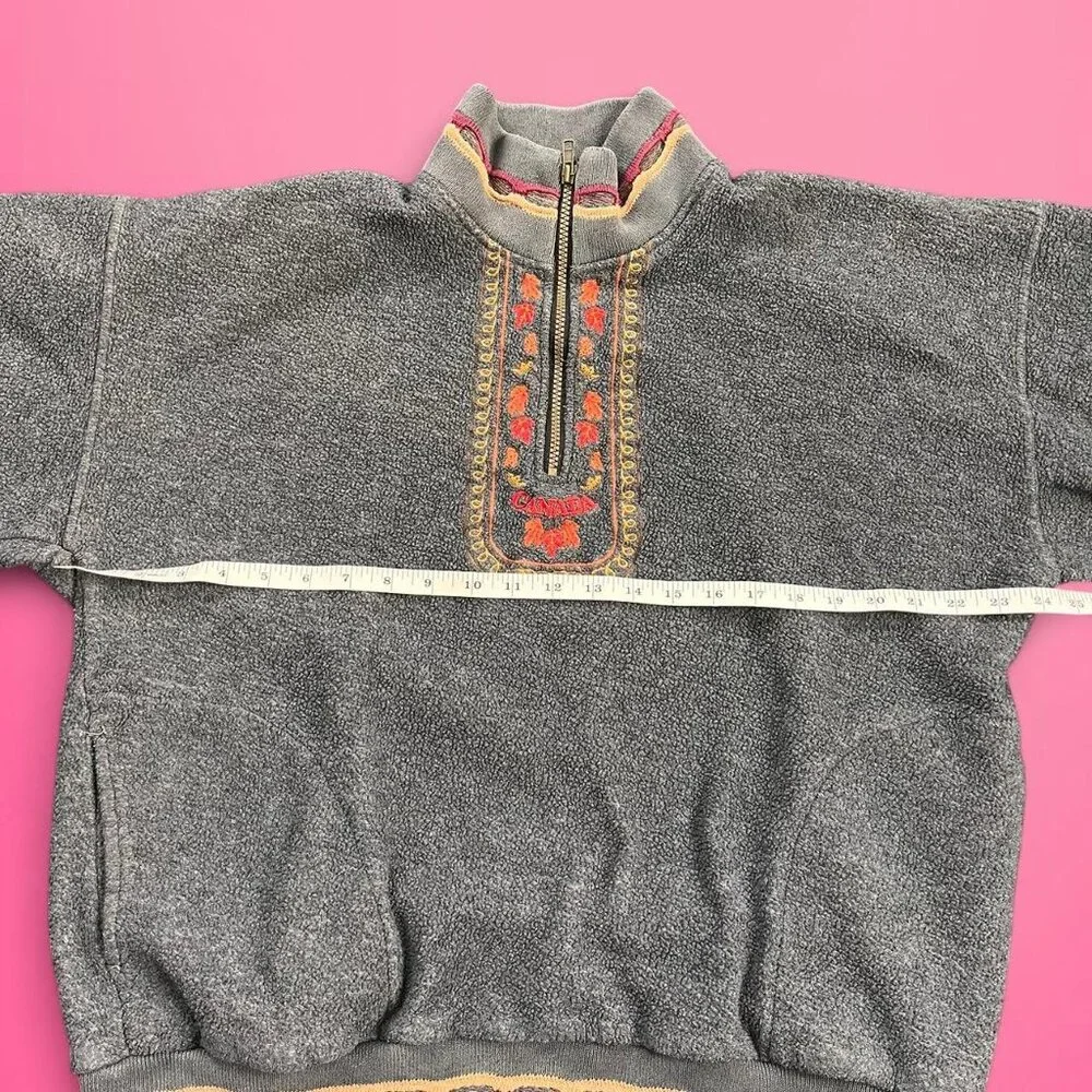 Vintage 90s embroidered fleece dad zip up - Picture 7 of 8